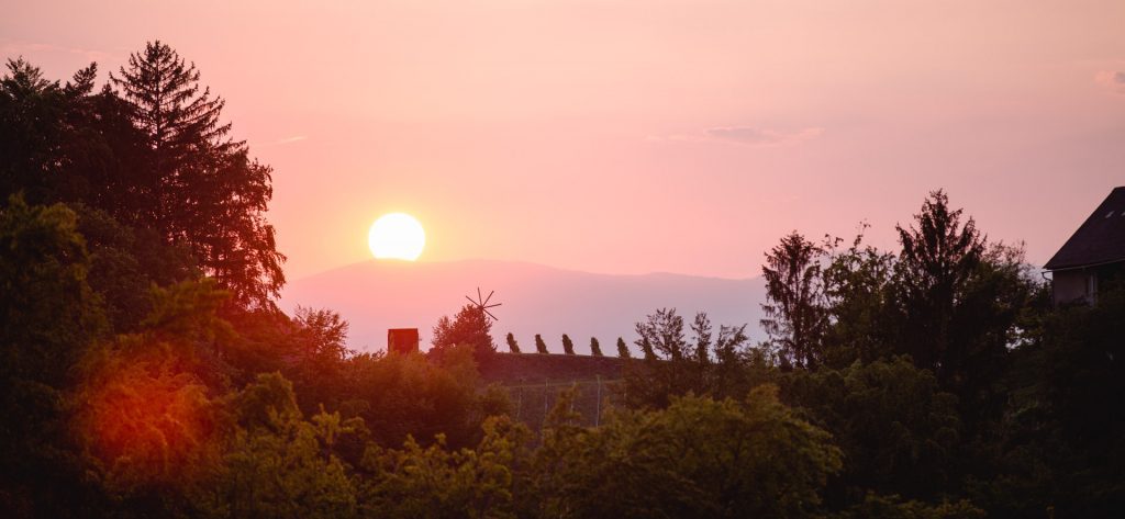 Sonnenuntergang am Weingut Pongratz - Foto © Helmut Bolesch