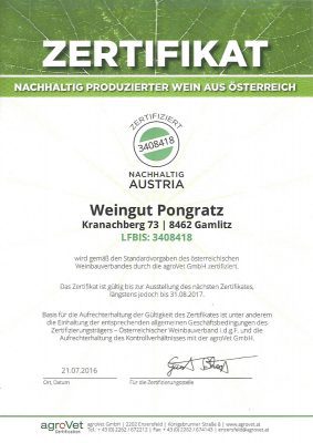 Urkunde Nachhaltigkeit 2016