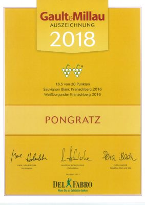 Urkunde Gault Millau 2018