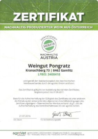 Urkunde Nachhaltigkeit 2016